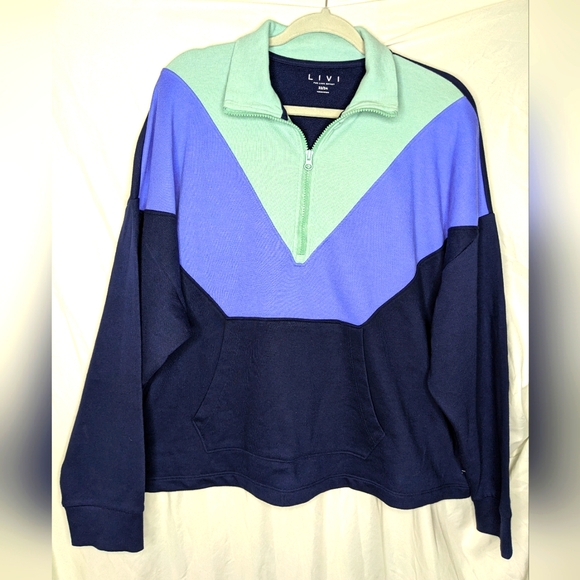 Lane Bryant Tops - NWOT Lane Bryant Livi Blue Colorblock Sweatshirt, 22/24